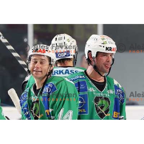 Matej Hocevar and Todd Elik at ice-hockey match Tilia Olimpija- Acroni Jesenice in round 39 of Ebel league, played in Hala Tivoli, Ljubljana 30.12.2008. Tlia Olimpija won 4:3 in over-time. 