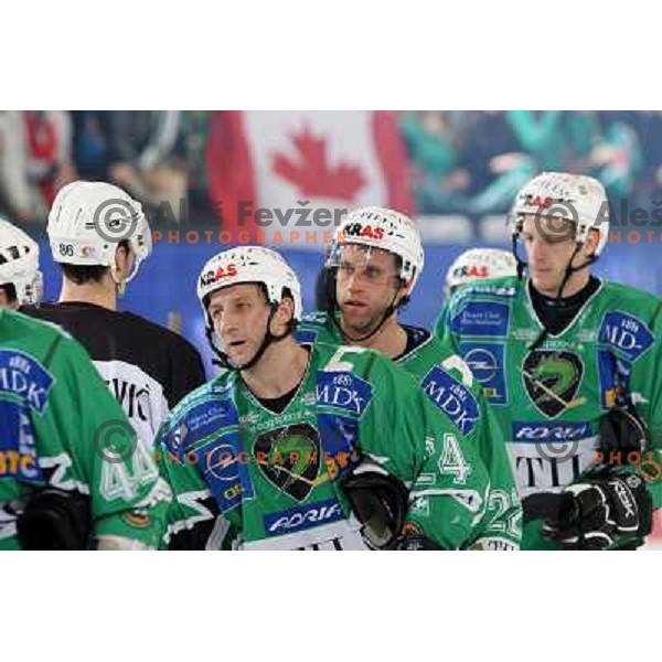 Vnuk, Kuznik at ice-hockey match Tilia Olimpija- Acroni Jesenice in round 39 of Ebel league, played in Hala Tivoli, Ljubljana 30.12.2008. Tlia Olimpija won 4:3 in over-time. 