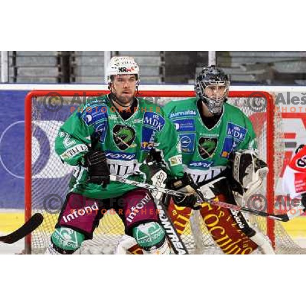Mitchell (2) and Korhonen at ice hockey match Tilia Olimpija-TWK Innsbruck in round 42 of Ebel league, played in Hala Tivoli, Ljubljana 6.1.2009 