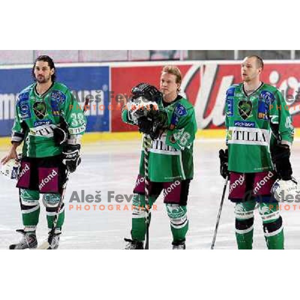 Banham (38), Petrilainen (36), Tavzelj (44) at ice hockey match Tilia Olimpija-TWK Innsbruck in round 42 of Ebel league, played in Hala Tivoli, Ljubljana 6.1.2009 