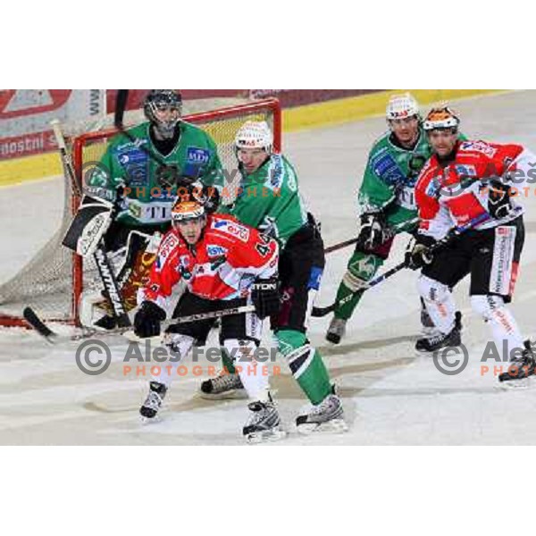 Groznik and Hocevar at ice hockey match Tilia Olimpija- TWK Innsbruck in round 42 of Ebel league, played in Hala Tivoli, Ljubljana 6.1.2008. TWK innsbruck won 3:2 after penalty shot-out 