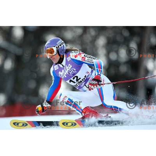 Ingrid Jacquemod (FRA)at first run of 45.Golden fox- Zlata Lisica World Alpine skiing giant slalom in Maribor, Slovenia 10.1.2009 