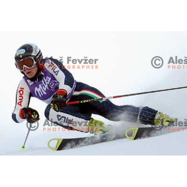 Denise Karbon (ITA) at first run of 45.Golden fox- Zlata Lisica World Alpine skiing giant slalom in Maribor, Slovenia 10.1.2009 