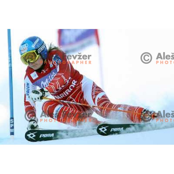 Tanja Poutiainen (FIN) at first run of 45.Golden fox- Zlata Lisica World Alpine skiing giant slalom in Maribor, Slovenia 10.1.2009 