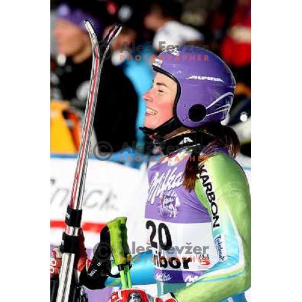 Tina Maze celebrate victory at 45.Golden fox- Zlata Lisica Audi FIS World Alpine skiing giant slalom in Maribor, Slovenia 10.1.2009 
