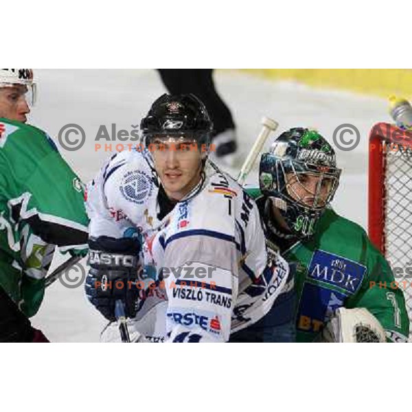 Kuznik and Sila at ice hockey match Tilia Olimpija- Alba in round 44 of Ebel league, played in Hala Tivoli, Ljubljana 11.1.2009. Tilia Olimpija won 2:1 