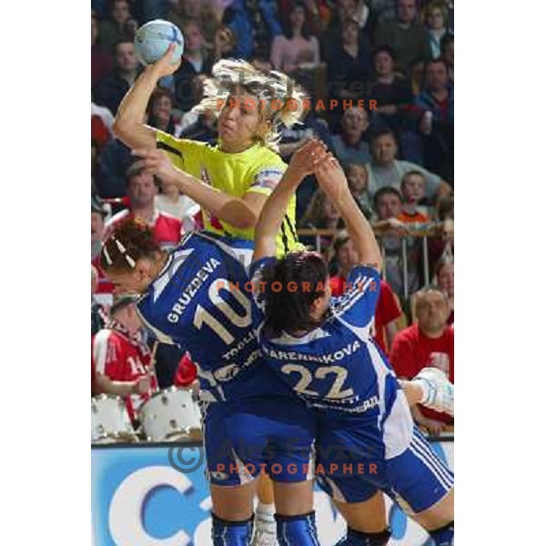 action during Handball Champions league women match betwwen Krim Mercator (SLO) and Lada Togliatti (RUS) in Tivoli Hall, Ljubljana, Slovenia on March 18, 2006