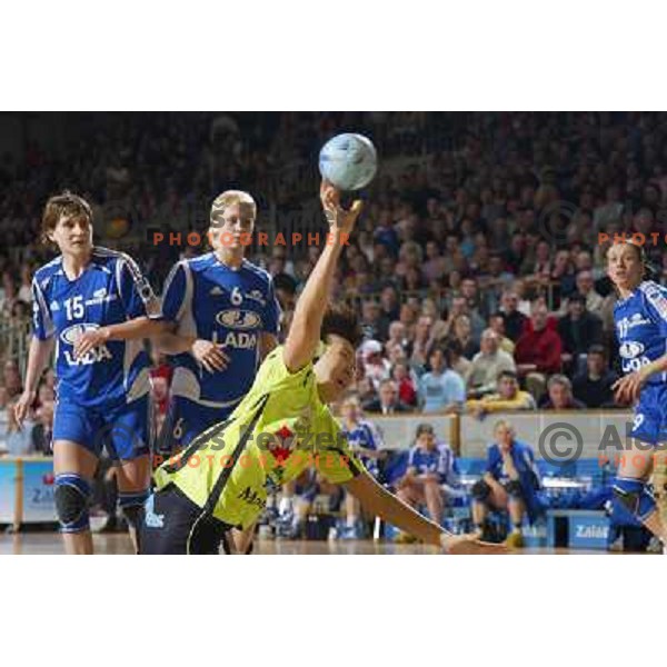 action during Handball Champions league women match betwwen Krim Mercator (SLO) and Lada Togliatti (RUS) in Tivoli Hall, Ljubljana, Slovenia on March 18, 2006