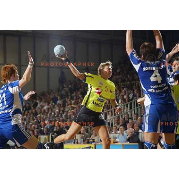 action during Handball Champions league women match betwwen Krim Mercator (SLO) and Lada Togliatti (RUS) in Tivoli Hall, Ljubljana, Slovenia on March 18, 2006