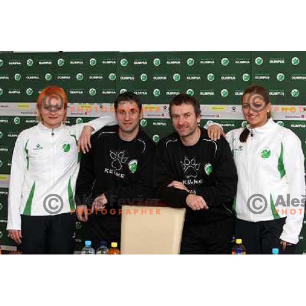 Katja Cerenjak,Robert Begus, Branka Zec at press conference of RK Olimpija, held in Hala Tivoli, Ljubljana 3.2.2009 