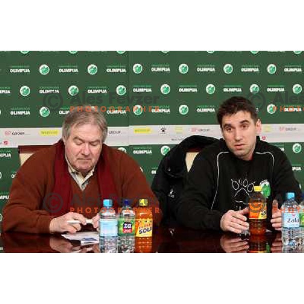 Ivo Milovanovic and Robert Begus at press conference of RK Olimpija, held in Hala Tivoli, Ljubljana 3.2.2009 