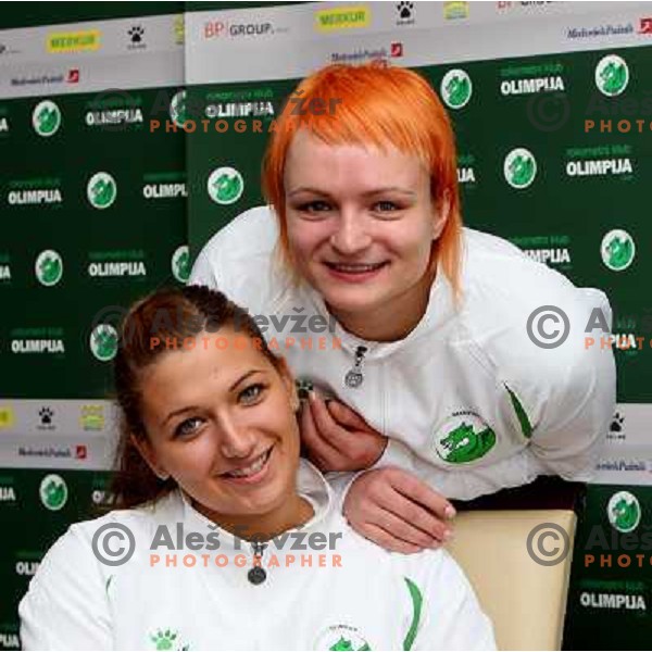 Branka Zec and Katja Cerenjak at press conference of RK Olimpija, held in Hala Tivoli, Ljubljana 3.2.2009 