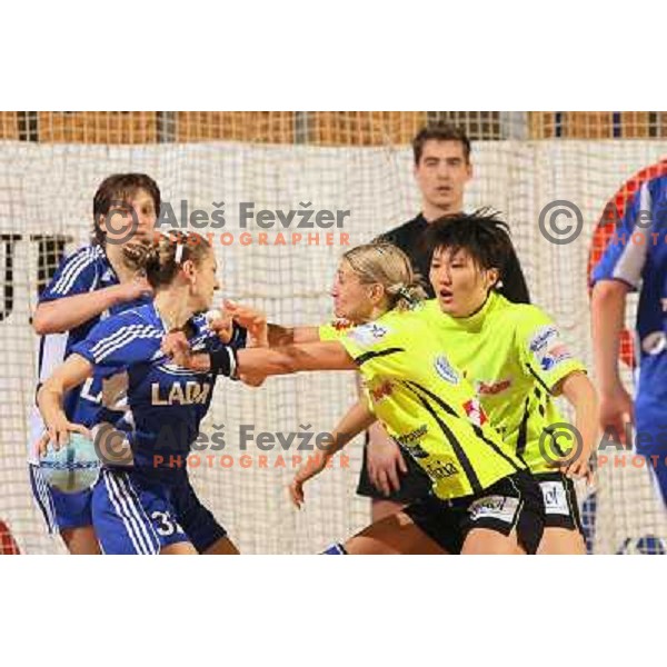 action during Handball Champions league women match betwwen Krim Mercator (SLO) and Lada Togliatti (RUS) in Tivoli Hall, Ljubljana, Slovenia on March 18, 2006