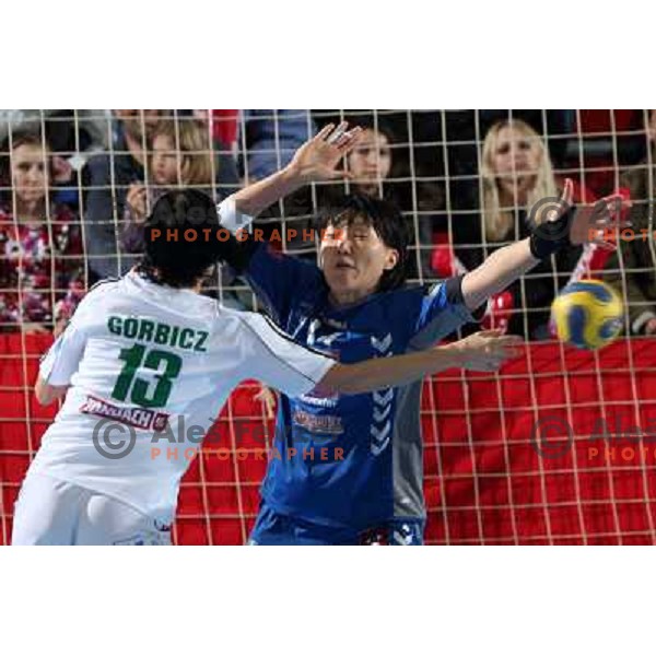 Bodnieva at handball match Krim Mercator- Gyori Audi Eto KC in EHF Championsleague, group II, played in Kodeljevo Hall, Ljubljana 7.2.2009. Gyori won 35:31 