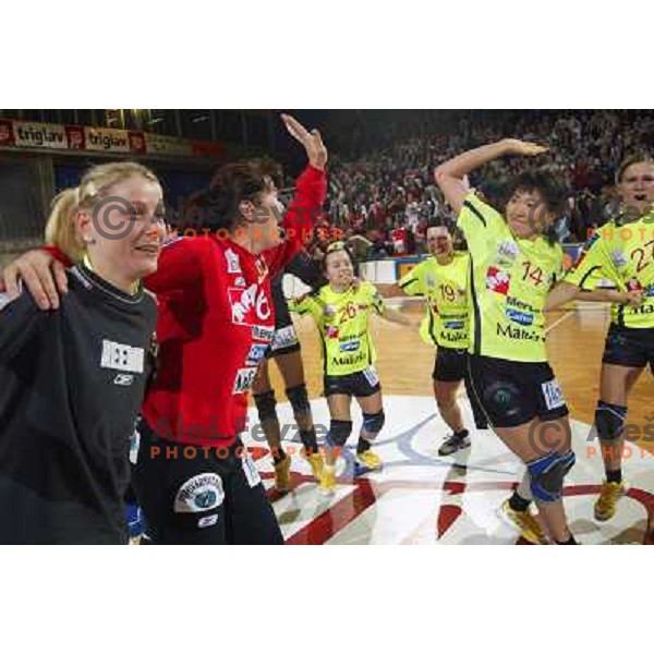 action during Handball Champions league women match betwwen Krim Mercator (SLO) and Lada Togliatti (RUS) in Tivoli Hall, Ljubljana, Slovenia on March 18, 2006