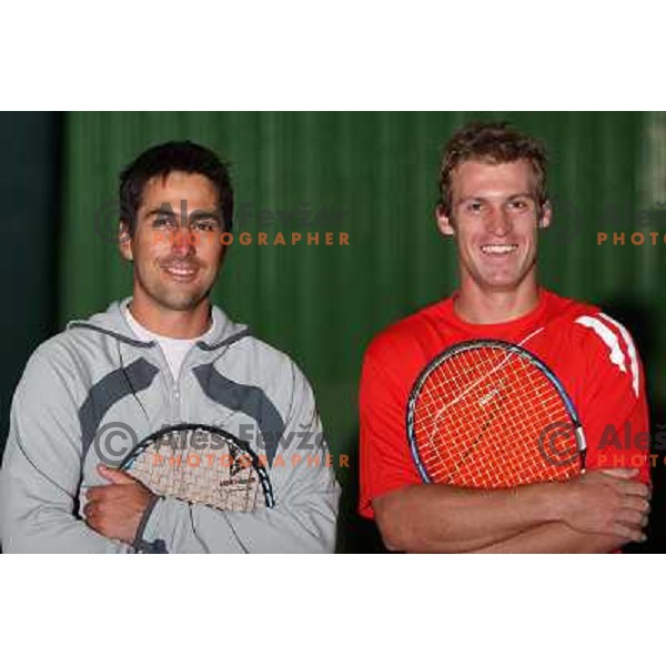 Coach Ziga Janskeovec and Gregor Zemlja, top slovenian tennis player, Kranj 2009 