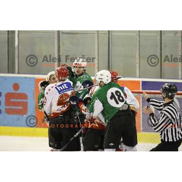 ice hockey match Toja Olimpija- Jesenice mladi in quarter final of Slovenian championship, played in Hala Tivoli, Ljubljana 18.2.2009. Toja Olimpija won 4:1 and lead series 1:0 