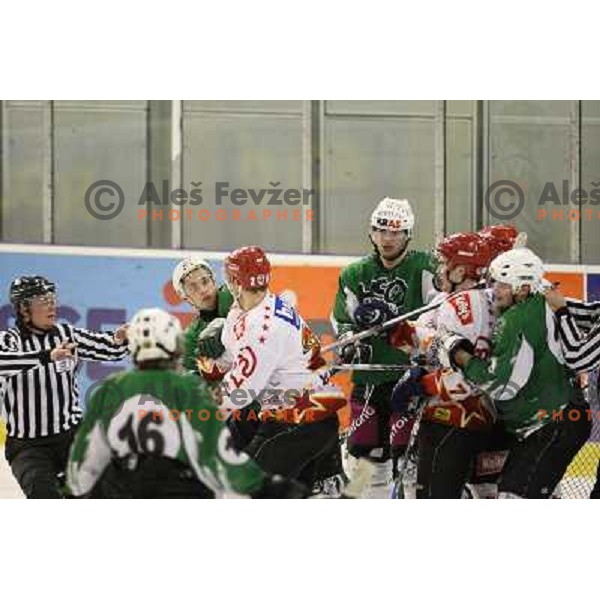 ice hockey match Toja Olimpija- Jesenice mladi in quarter final of Slovenian championship, played in Hala Tivoli, Ljubljana 18.2.2009. Toja Olimpija won 4:1 and lead series 1:0 