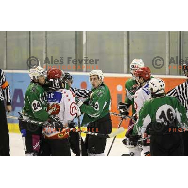 ice hockey match Toja Olimpija- Jesenice mladi in quarter final of Slovenian championship, played in Hala Tivoli, Ljubljana 18.2.2009. Toja Olimpija won 4:1 and lead series 1:0 