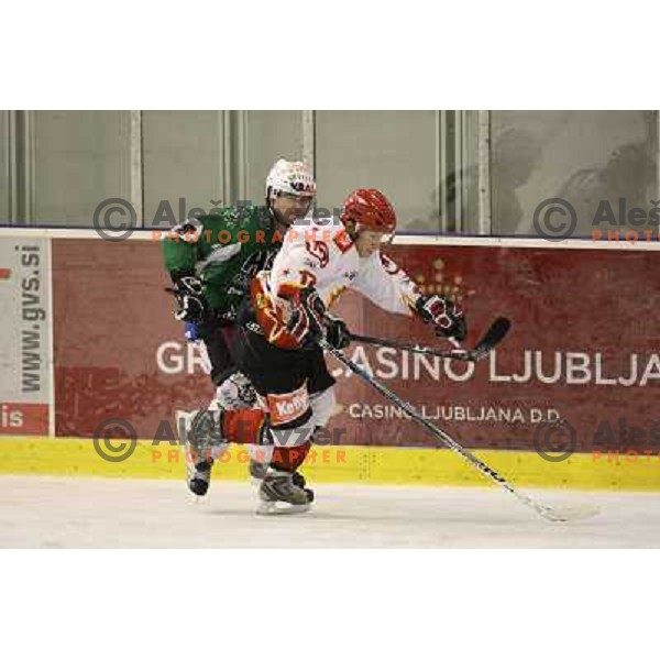 ice hockey match Toja Olimpija- Jesenice mladi in quarter final of Slovenian championship, played in Hala Tivoli, Ljubljana 18.2.2009. Toja Olimpija won 4:1 and lead series 1:0 