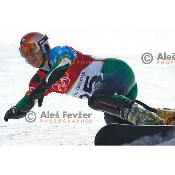 Tomaz Knafelj of Slovenia Olympic team competes in Men\'s Parallel Giant Slalom during Torino 2006 Winter Olympic games, Italy on February 22, 2006