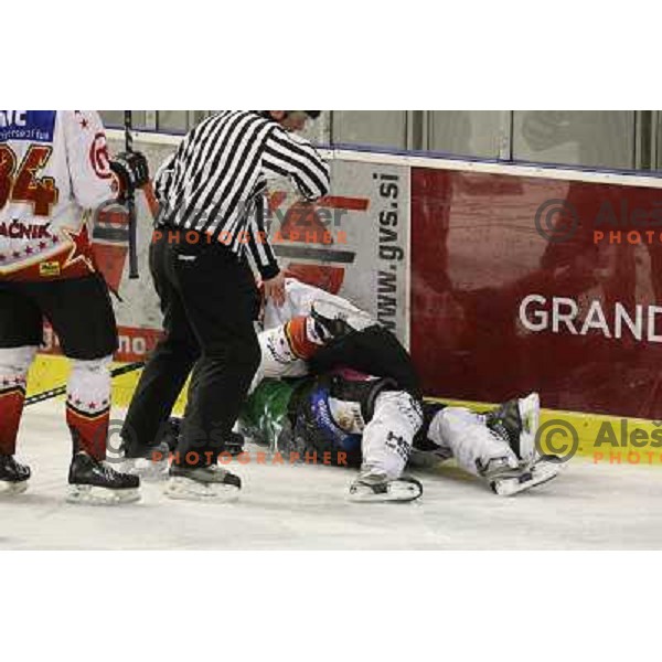 ice hockey match Toja Olimpija- Jesenice mladi in quarter final of Slovenian championship, played in Hala Tivoli, Ljubljana 18.2.2009. Toja Olimpija won 4:1 and lead series 1:0 