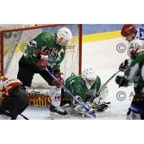 ice hockey match Toja Olimpija- Jesenice mladi in quarter final of Slovenian championship, played in Hala Tivoli, Ljubljana 18.2.2009. Toja Olimpija won 4:1 and lead series 1:0 