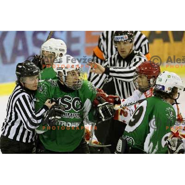 ice hockey match Toja Olimpija- Jesenice mladi in quarter final of Slovenian championship, played in Hala Tivoli, Ljubljana 18.2.2009. Toja Olimpija won 4:1 and lead series 1:0 