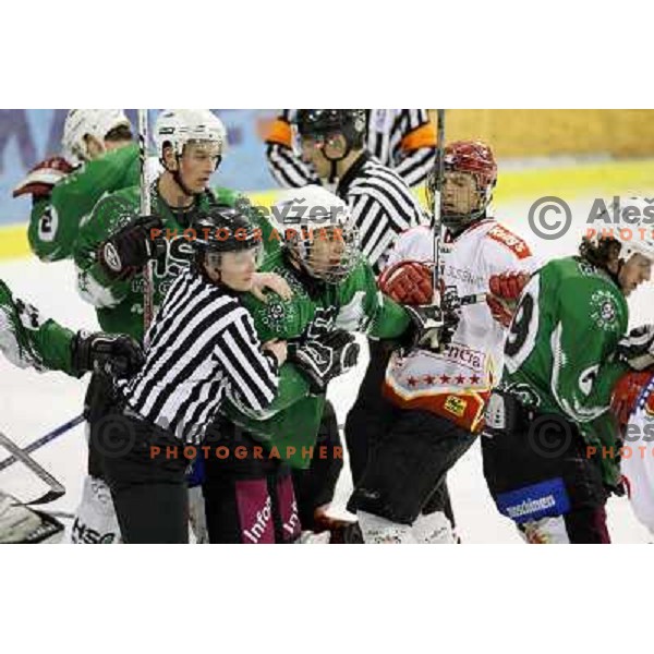 ice hockey match Toja Olimpija- Jesenice mladi in quarter final of Slovenian championship, played in Hala Tivoli, Ljubljana 18.2.2009. Toja Olimpija won 4:1 and lead series 1:0 