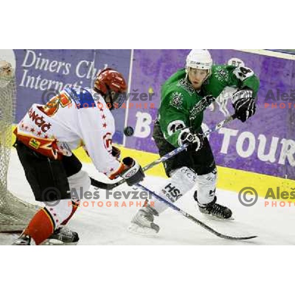 ice hockey match Toja Olimpija- Jesenice mladi in quarter final of Slovenian championship, played in Hala Tivoli, Ljubljana 18.2.2009. Toja Olimpija won 4:1 and lead series 1:0 