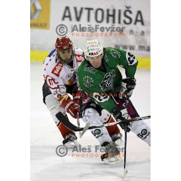 ice hockey match Toja Olimpija- Jesenice mladi in quarter final of Slovenian championship, played in Hala Tivoli, Ljubljana 18.2.2009. Toja Olimpija won 4:1 and lead series 1:0 