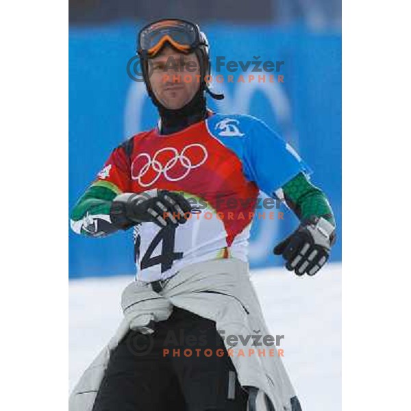 Dejan Kosir of Slovenia Olympic team competes in Men\'s Parallel Giant Slalom during Torino 2006 Winter Olympic games, Italy on February 22, 2006