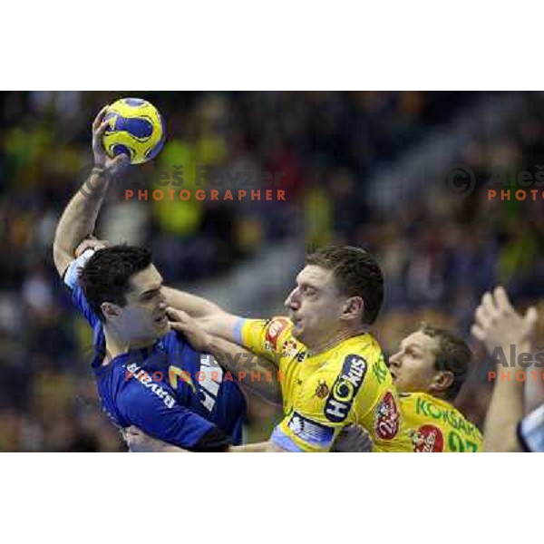 Lazarov and Kozlina at handball match Celje PL- Croatia Osiguranje Zagreb in EHF Champions league men group 2, played in Zlatorog Hall in Celje 21.2.2009. Croatia Osiguranje Zagreb won 25:22 