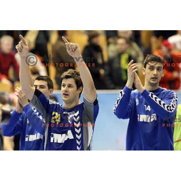 Valcic (24) at handball match Celje PL- Croatia Osiguranje Zagreb in EHF Champions league men group 2, played in Zlatorog Hall in Celje 21.2.2009. Croatia Osiguranje Zagreb won 25:22 