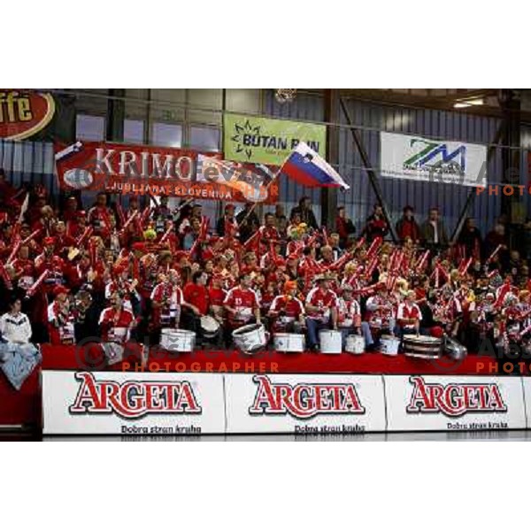 Krimovci at handball match Krim Mercator- Buducnost in EHF Women\'s Championsleague, played at Kodeljevo, Ljubljana 22.2.2009. Krim Mercator won 35:28 