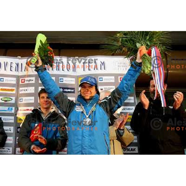 Teja Gregorin at reception at Brnik Airport 23.2.2009 after she won silver medal at World Biathlon Championships in South Korea 