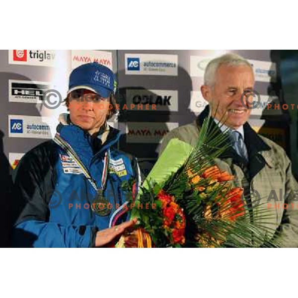 Teja Gregorin at reception at Brnik Airport 23.2.2009 after she won silver medal at World Biathlon Championships in South Korea 