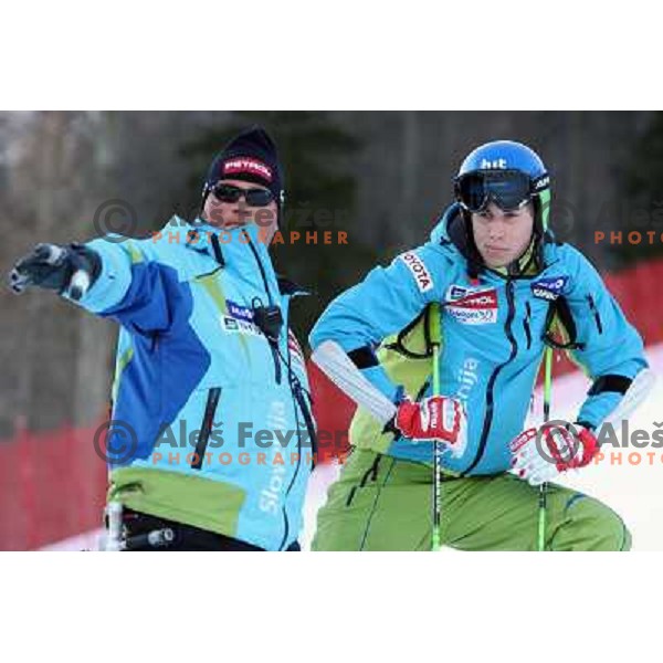 Matic Skube (SLO) before first run of giant slalom in Kranjska gora,Slovenia on 28.2.2009- Audi FIS World Cup race 