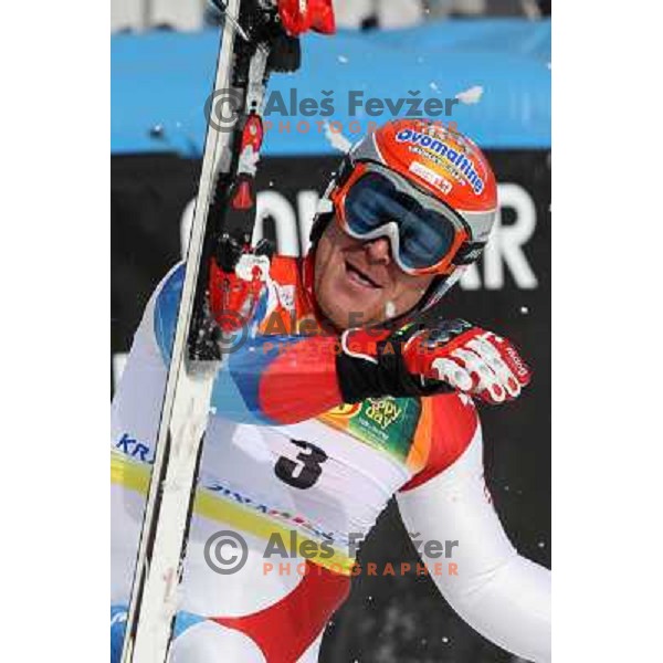 Dider Cuche (SUI) second placed at giant slalom in Kranjska gora,Slovenia on 28.2.2009- Audi FIS World Cup race 