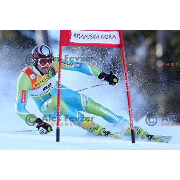 Anze Mravlja (SLO) during first run of giant slalom in Kranjska gora,Slovenia on 28.2.2009- Audi FIS World Cup race 