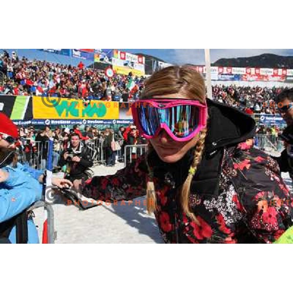 Janica Kostelic after first run of giant slalom in Kranjska gora,Slovenia on 28.2.2009- Audi FIS World Cup race 