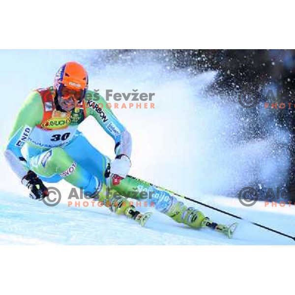 Ales Gorza (SLO) during first run of giant slalom in Kranjska gora,Slovenia on 28.2.2009- Audi FIS World Cup race 