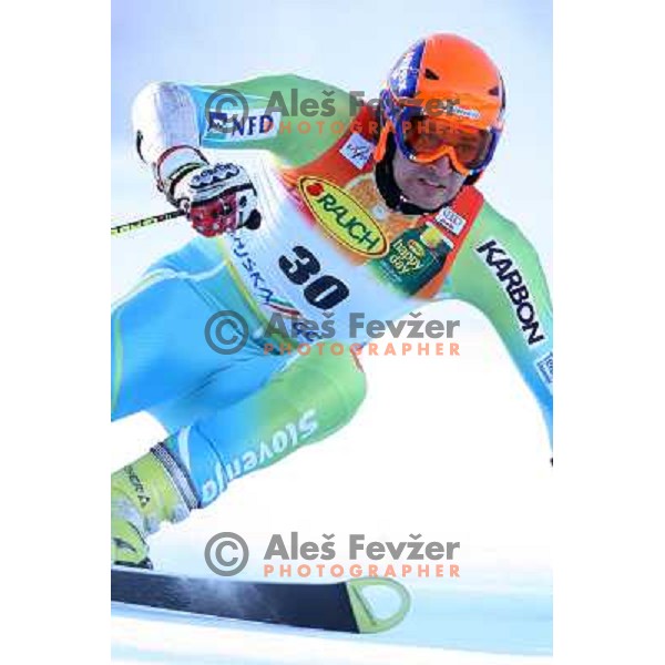 Ales Gorza (SLO) during first run of giant slalom in Kranjska gora,Slovenia on 28.2.2009- Audi FIS World Cup race 