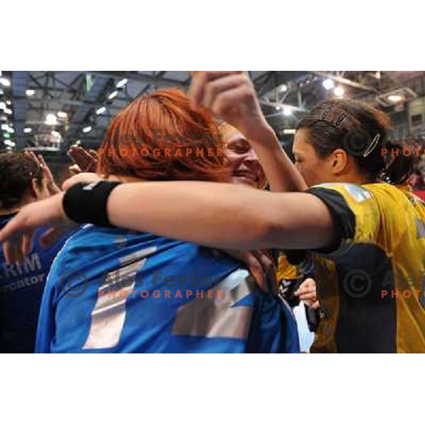 Cerar and Stefanisin at handball match in the EHF Champions league, Krim Mercator - Oltchim Valcea ,28.02.2009 Kodeljevo, Ljubljana 