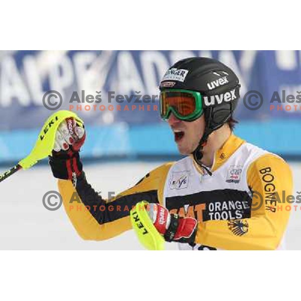 Felix Neureuther (GER) third placed at Audi FIS World Cup Slalom,Pokal Vitranc, Kranjska gora, Slovenia 1.03.2009 