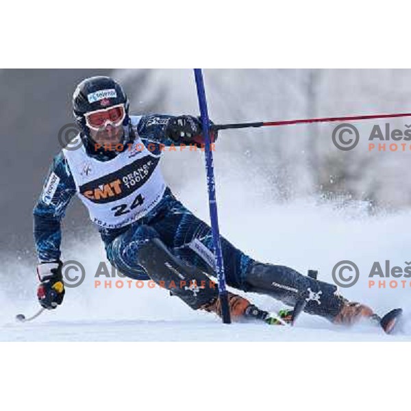 Lars Elton Myhre (NOR) during first run of Audi FIS World Cup Slalom,Pokal Vitranc, Kranjska gora, Slovenia 1.03.2009 