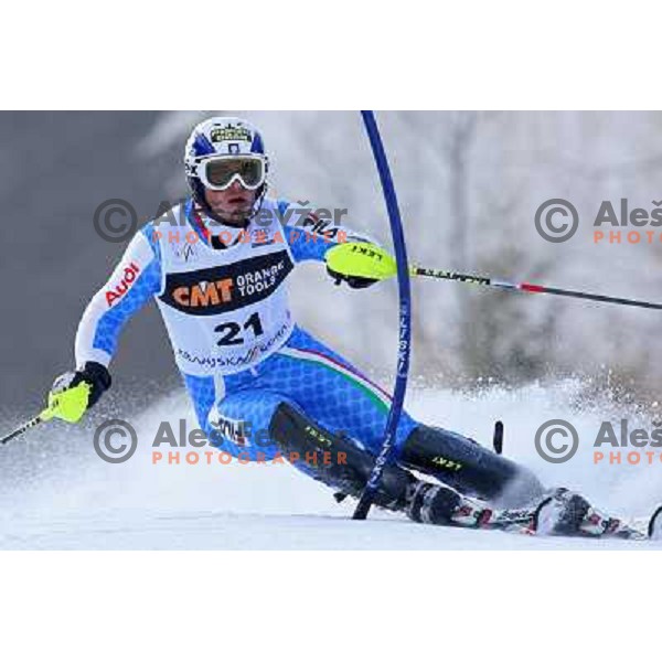 Giuliano Razzoli during first run of Audi FIS World Cup Slalom,Pokal Vitranc, Kranjska gora, Slovenia 1.03.2009 