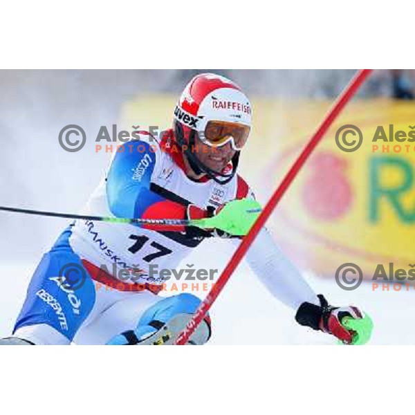 Silvan Zurbriggen (SUI) during first run of Audi FIS World Cup Slalom,Pokal Vitranc, Kranjska gora, Slovenia 1.03.2009 