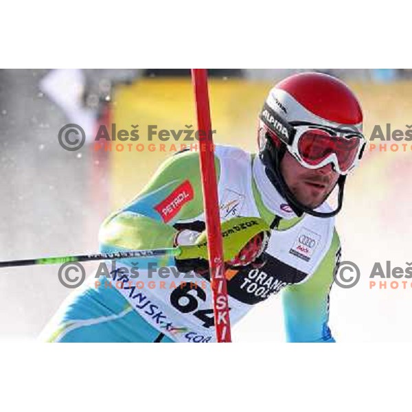 Anze Mravlja (SLO) during first run of Audi FIS World Cup Slalom,Pokal Vitranc, Kranjska gora, Slovenia 1.03.2009 