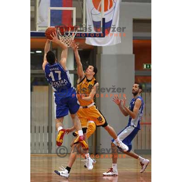 Karalic and Markic at basketball match Luka Koper-Elektra Esotech in round 21 of UPC league, played in Koper 7.3.2009. Elektra Esotech won 95:81 